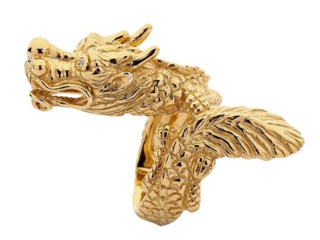 14K Yellow Gold (3 Micron) Dragon Ring Online Hot Sale