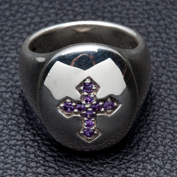 Amethyst Cross Christian Sterling Silver Ring Online Hot Sale