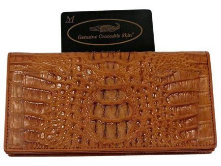 Light Brown Head Crocodile Long Wallet Online now