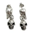 Dangle Punk Skull Sterling Silver Earrings Supply