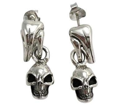 Dangle Punk Skull Sterling Silver Earrings Supply