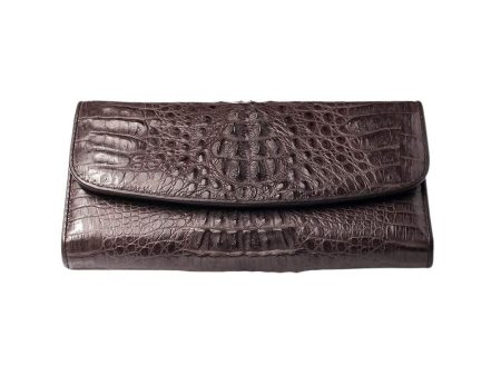 Genuine Cocoa Crocodile Women Wallet Purse Cheap