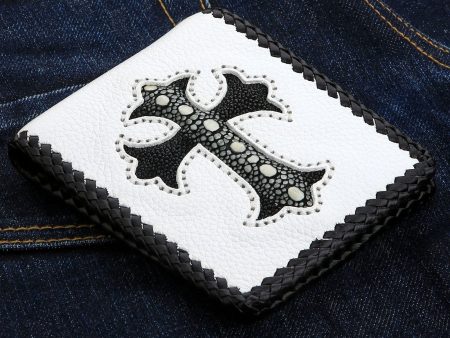 White Stingray Cross Biker Wallet on Sale