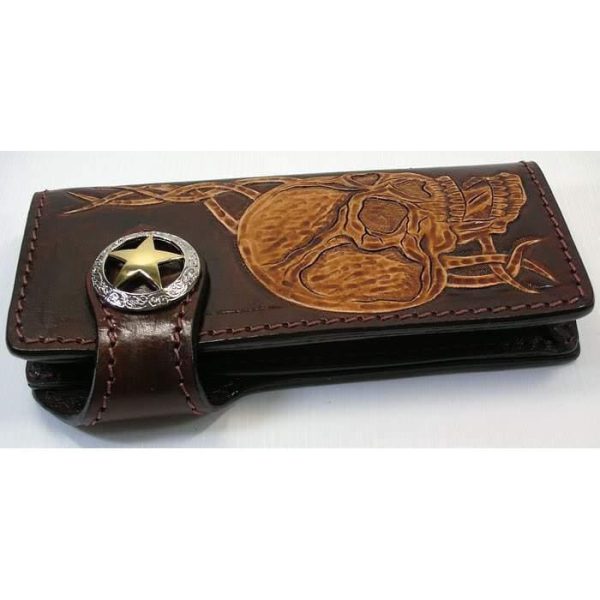 Skull Brown Men s Wallet For Discount