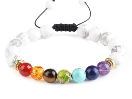 Ancient Infusions Howlite Adjustable Rope 7 Chakra Bracelet – Balance, Calm, and Energy Alignment For Discount