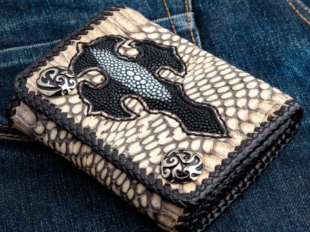 Cross Grey Snake Skin Leather Biker Wallet Sale