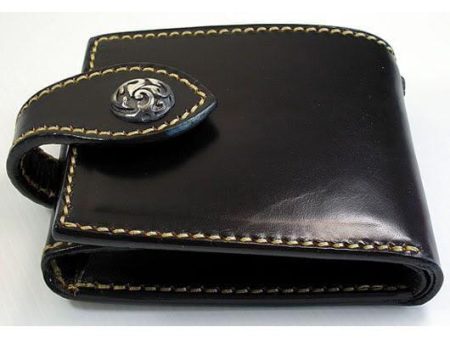 Black Cowhide Leather Biker Wallet Online now