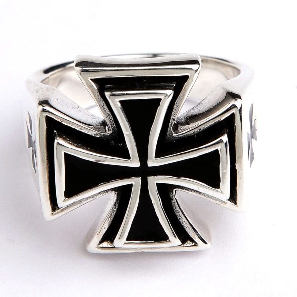 Iron Cross Sterling Silver Biker Ring Discount