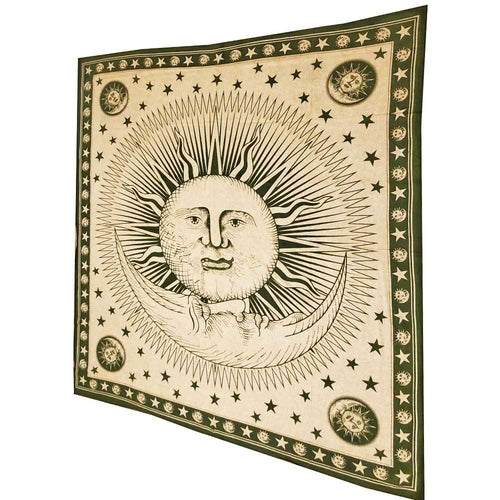 Divine Sun & Celestial Crescent Moon Tapestry with Self Design Artwork Hot on Sale