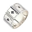 Ace Cards 925 Sterling Silver Band Ring For Cheap