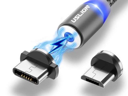 USLION Magnetic USB Cable Fast Charging USB Type C Cable Magnet Charger Data Charge Micro USB Cable Mobile Phone Cable USB Cord Online