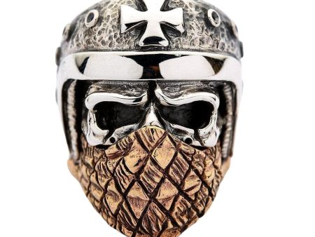 Bandana Rider Skull Sterling Silver Biker Ring Online now