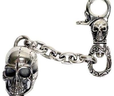 Heavy Skull Head 925 Sterling Silver Biker Key Chain Online