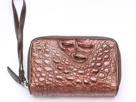 Dark Brown Crocodile Backbone Skin Wallets Cheap