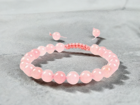 Rose Quartz Adjustable Rope Bracelet | Real Stone for Love & Emotional Healing on Sale