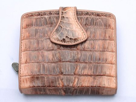 Twotone Old Rose Crocodile Skin Womens Wallets Online Sale