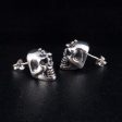 Big Skull Sterling Silver Biker Stud Earrings Cheap