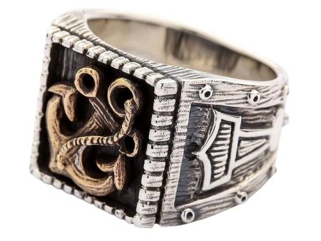 Viking Anchor Thors Hammer Sterling Silver Ring Fashion