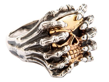 Yellow Gold Spider Skull Sterling Silver Ring Online Sale