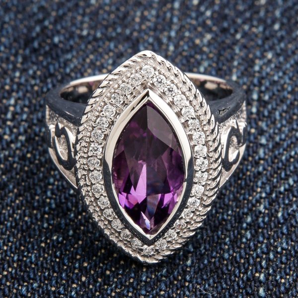 Sterling Silver Pastoral s Staff Amethyst Women s Bishop Ring Sale