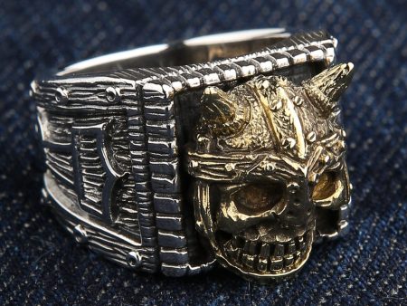 Sterling Silver Viking Skull Ring For Sale