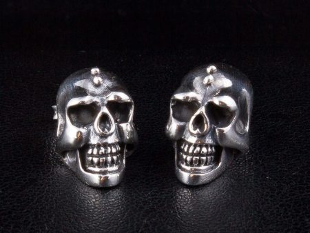 Big Skull Sterling Silver Biker Stud Earrings Cheap