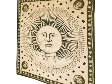 Divine Sun & Celestial Crescent Moon Tapestry with Self Design Artwork Hot on Sale