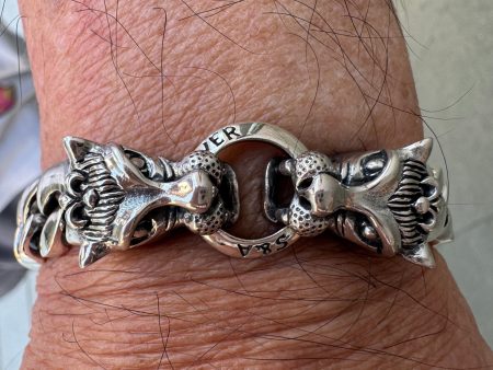 Tribal Wolf 925 Sterling Silver Men s Bracelet Supply