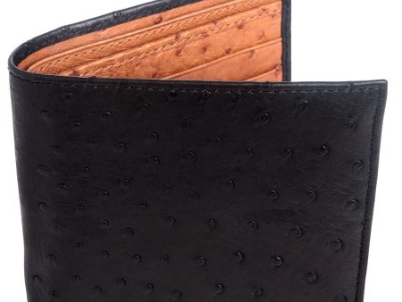 Exotic Black & Brown Genuine Ostrich Skin Leather Men s Wallet Online Sale