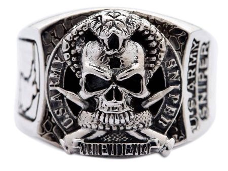 Cobra Skull US Army Sniper Sterling Silver Ring For Cheap