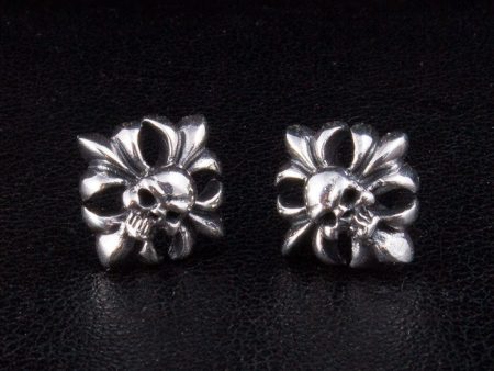 Skull Crossbones Sterling Silver Stud Earrings Online now