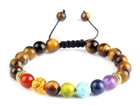 Ancient Infusions Tiger’s Eye Adjustable Rope 7 Chakra Bracelet – Strength, Balance, and Energy Online Sale