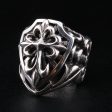 Large Cross Sterling Silver Men s Biker Ring Cheap