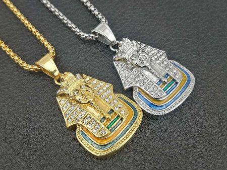 18k Gold and Silver-Plated Egyptian Pharaoh Pendant Necklace with Stainless Steel Chain – Timeless Ancient Jewelry by Ancient Infusions Online Hot Sale