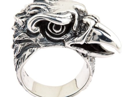 Big Eagle Head Sterling Silver Biker Ring Hot on Sale