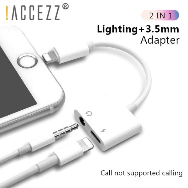 ACCEZZ 2 in 1 Lighting Charger Listening Adapter For iphone X 7 Charging Adapter 3.5mm Jack AUX Splitter adaptador For iphone Discount