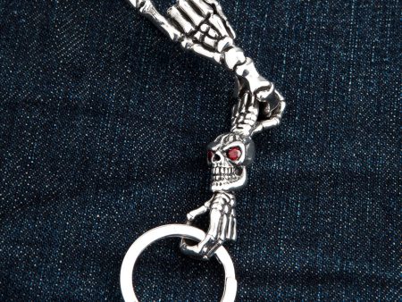 Skeleton Red Eye Skull Sterling Silver Keychain For Cheap