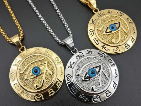 Gold & Silver Eye of Ra Pendant Necklace with Stainless Steel Chain – Bold Egyptian Jewelry by Ancient Infusions For Cheap