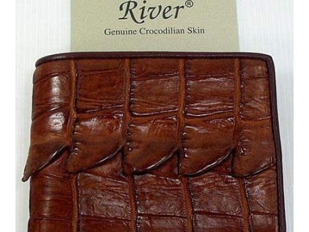 Cognac Crocodile Tail Skin Mens Wallet Online Hot Sale