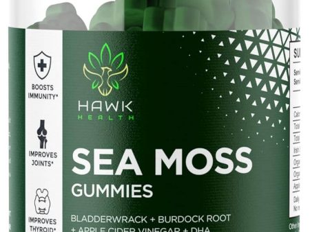 Hawk Health Sea Moss Gummies | Vitamin C, Zinc, Bladderwrack & Burdock | Extra Strength Immune & Thyroid Support (Made in USA) Online now