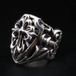 Large Cross Sterling Silver Men s Biker Ring Cheap