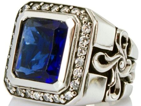 Tribal Cross Sapphire Sterling Silver Men s Ring Online Hot Sale