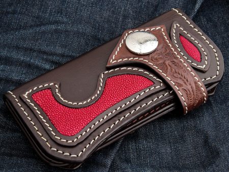 Japanese Tribal Red Stingray Leather Cowboy Biker Wallet Online