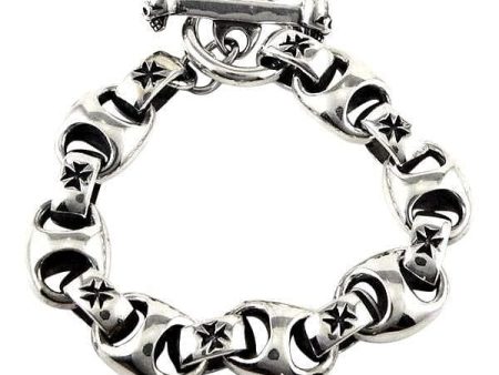 Iron Cross 925 Sterling Silver Biker Men s Bracelet Online now