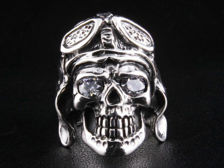 WW2 Axis Aviator Pilot 925 Sterling Silver Skull Ring For Cheap