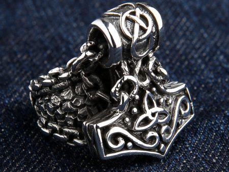 Viking Thor s Hammer Sterling Silver Men s Biker Ring For Discount