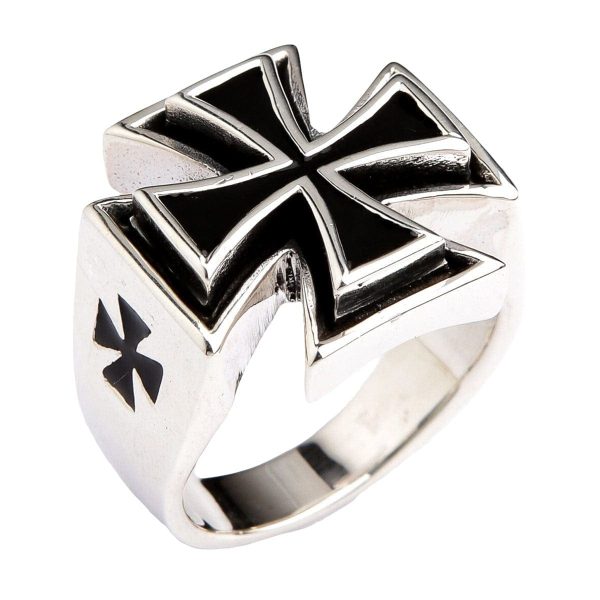 Iron Cross Sterling Silver Biker Ring Discount