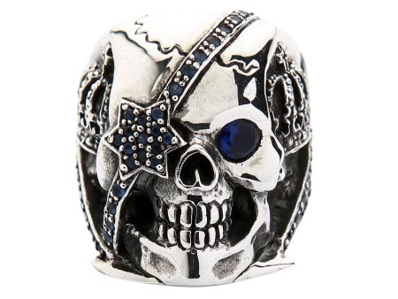 Sterling Silver Sapphire Crown Pirate Skull Rings Online Hot Sale