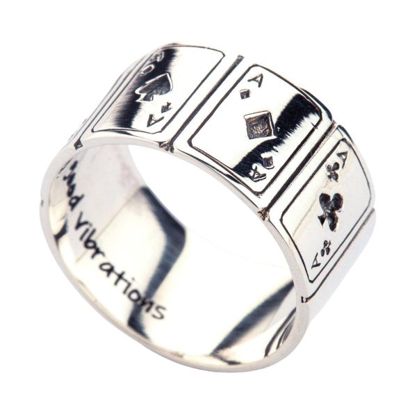 Ace Cards 925 Sterling Silver Band Ring For Cheap