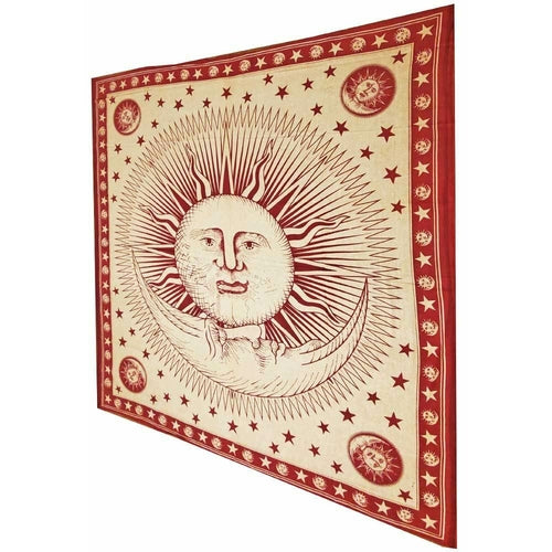 Divine Sun & Celestial Crescent Moon Tapestry with Self Design Artwork Hot on Sale